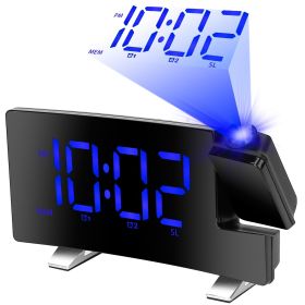 Projection Alarm Clock with Radio Function 7.7In Curved-Screen LED Digital Alarm Clock w/ Dual Alarms 4 Dimmer 12/24 Hour