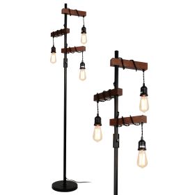 Farmhouse Tree Floor Lamp, 68 Inch 3 Lights Wood Standing Lamp