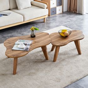 Modern minimalist wood color table top coffee table. Cloud shape gives you a new experience